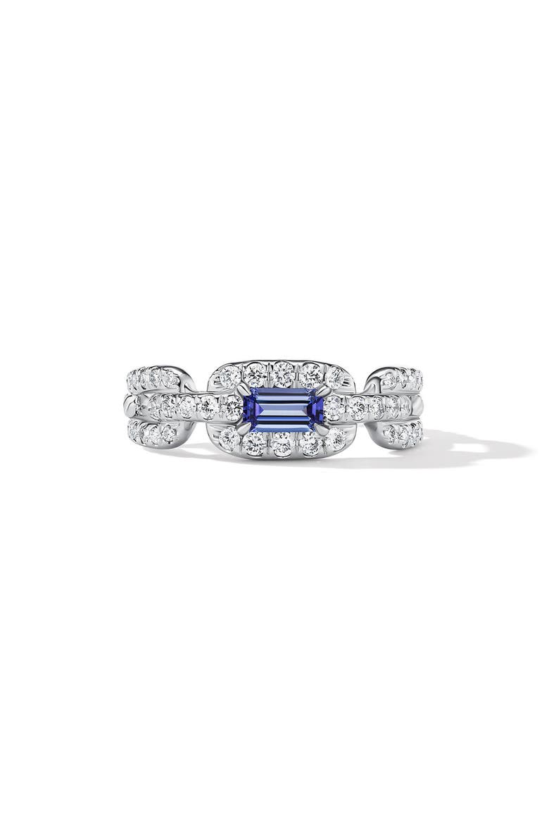 Stax Emerald & Diamond Chain Link Ring, Main, color, WHITE GOLD