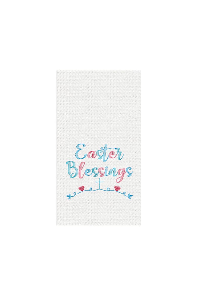 Easter Blessings Waffle Weave Dishtowel, Main, color, White