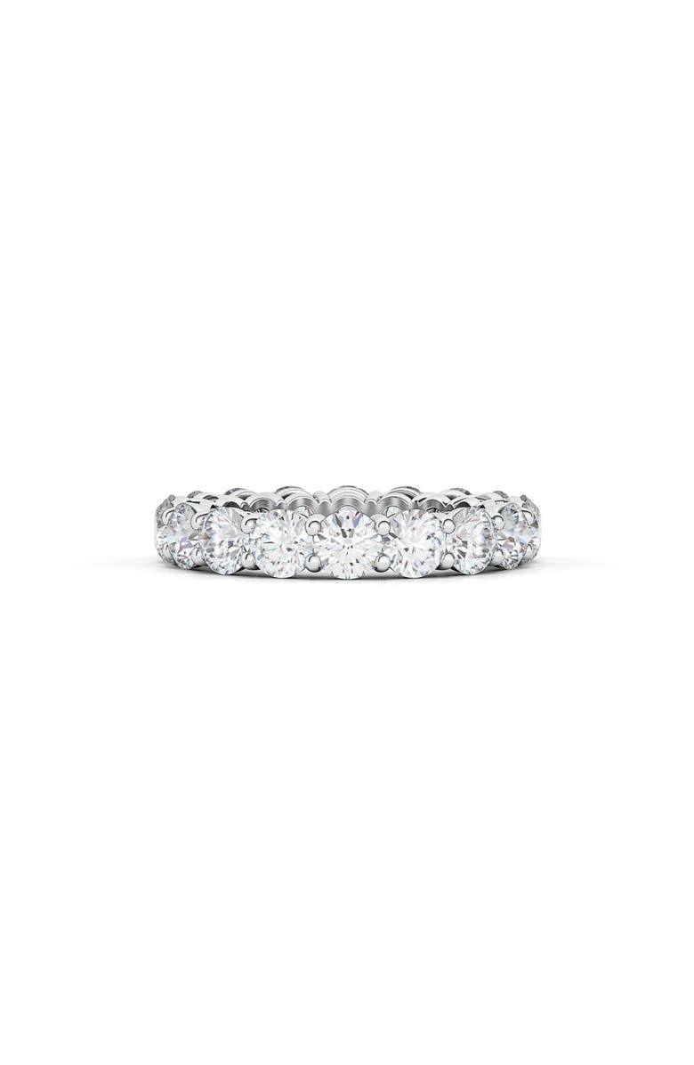 HauteCarat Round Cut Lab Created Diamond 18K Gold Eternity Band Ring, Main, color, White Gold