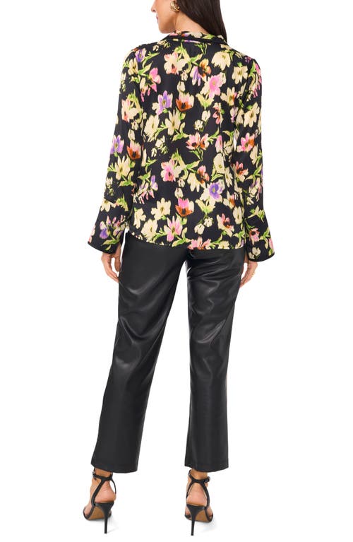 Shop Vince Camuto Floral Long Sleeve Shirt In Rich Black