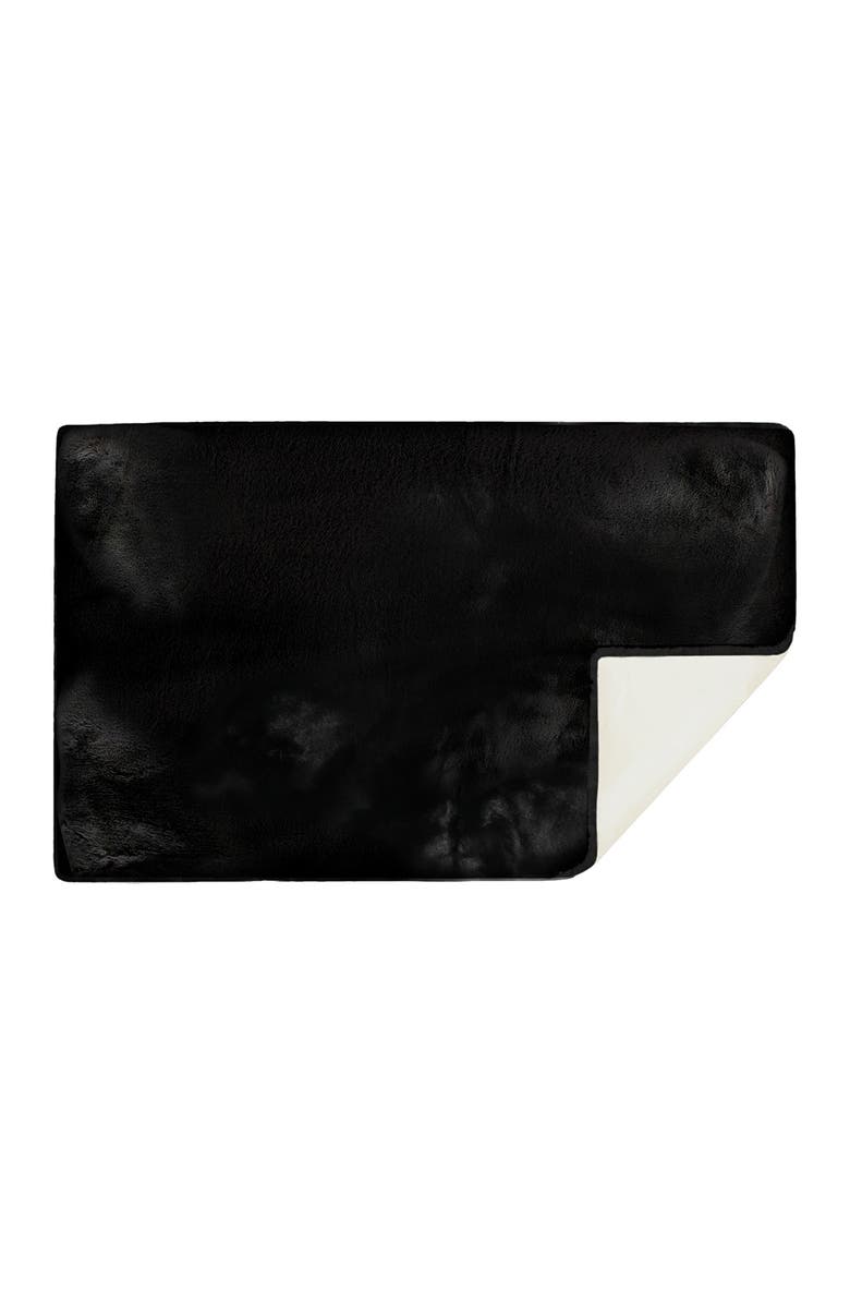 LUXE Faux Fur Rectangular Throw 3' X 5' - Black, Alternate, color, Black