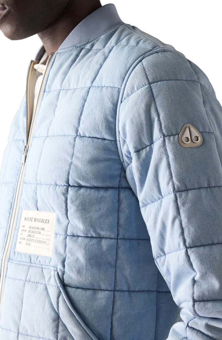 Moose Knuckles Transit Down Denim Liner Bomber Jacket, Alternate, color, Light Denim