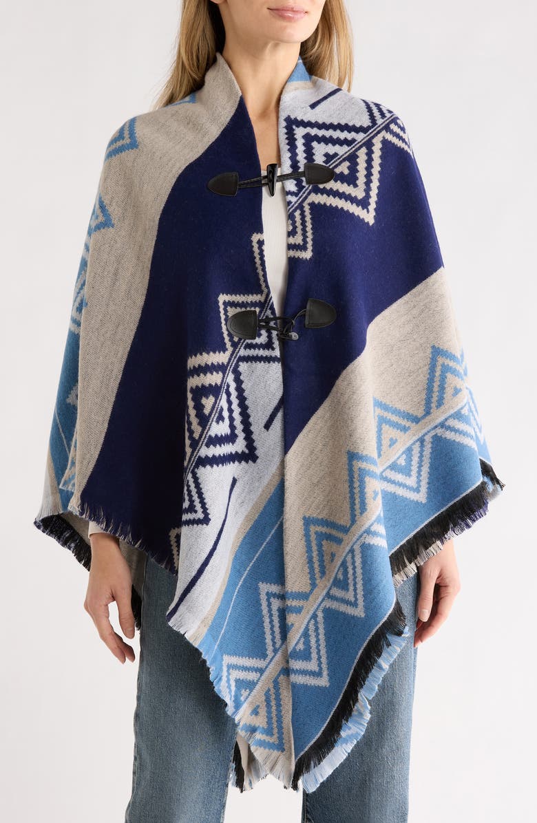 La Fiorentina Geometric Wrap, Main, color, Navy/ Blue/ Beige