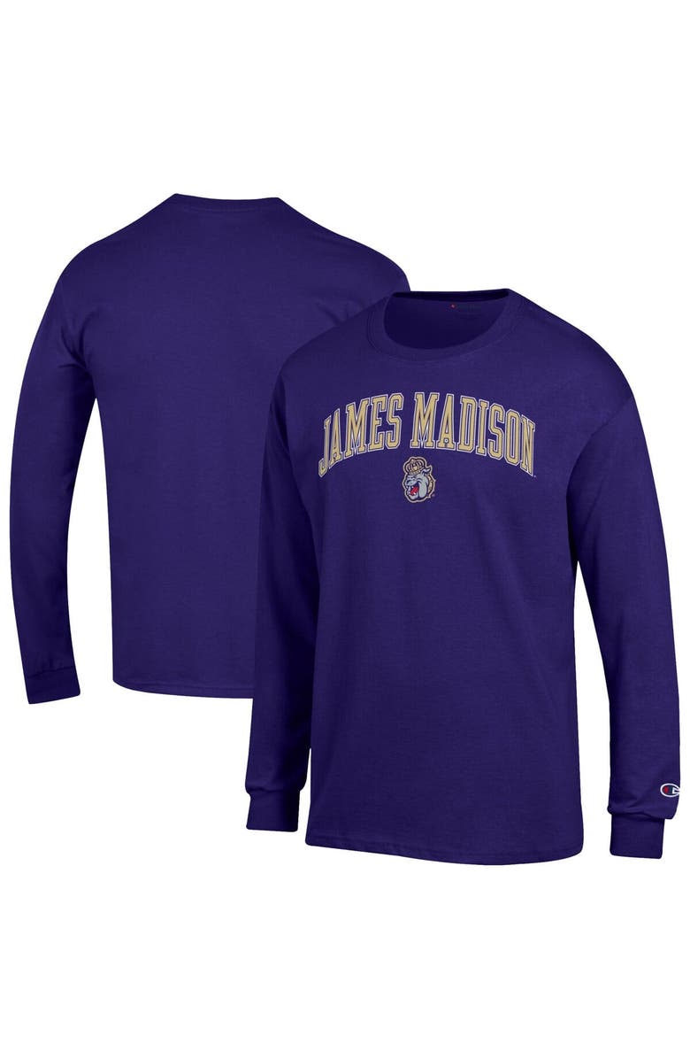 Champion Men's Champion  Purple James Madison Dukes Arch Over Logo Long Sleeve T-Shirt, Main, color, 