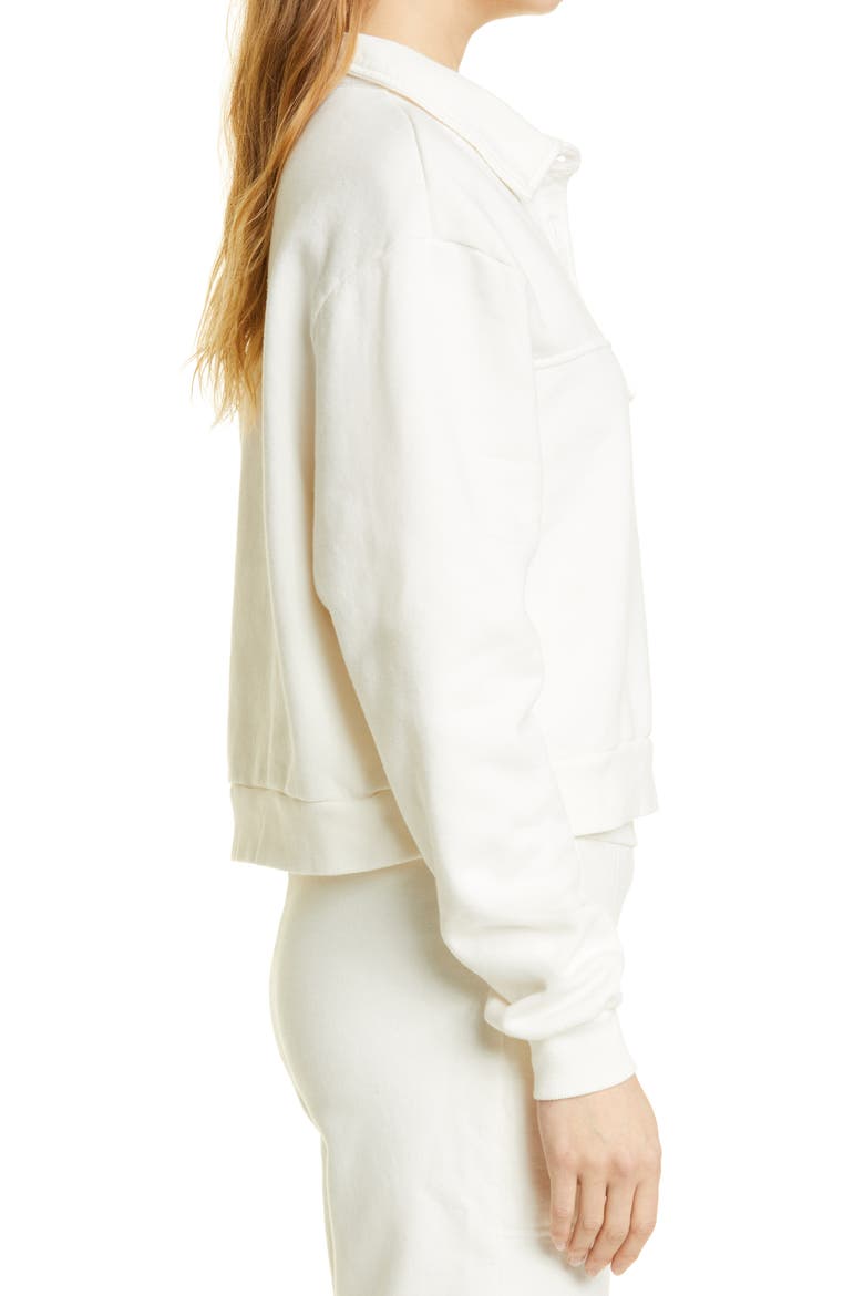 Cotton French Terry Polo Sweatshirt, Alternate, color, LIGHT SHELL