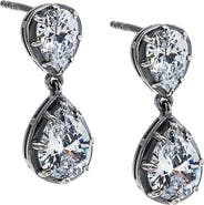 BY ADINA EDEN CZ Double Pear Encased Drop Stud Earring