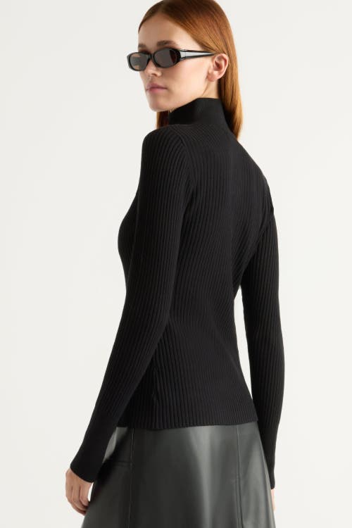 Modern Citizen Kaine Ribbed Two Way Zip Sweater In Black