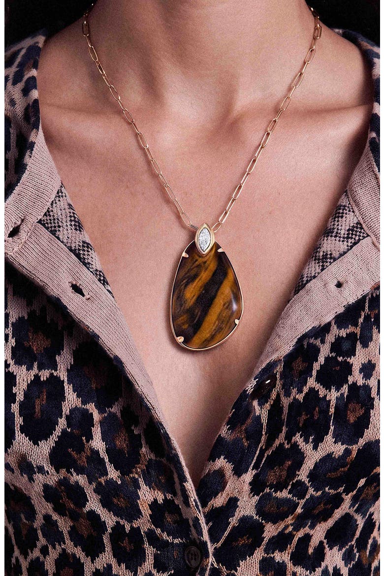 Majestic Stone Pendant Necklace, Alternate, color, TIGERS EYE