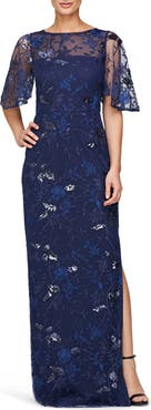 JS Collections Daphne Embroidered Sequin Column Gown