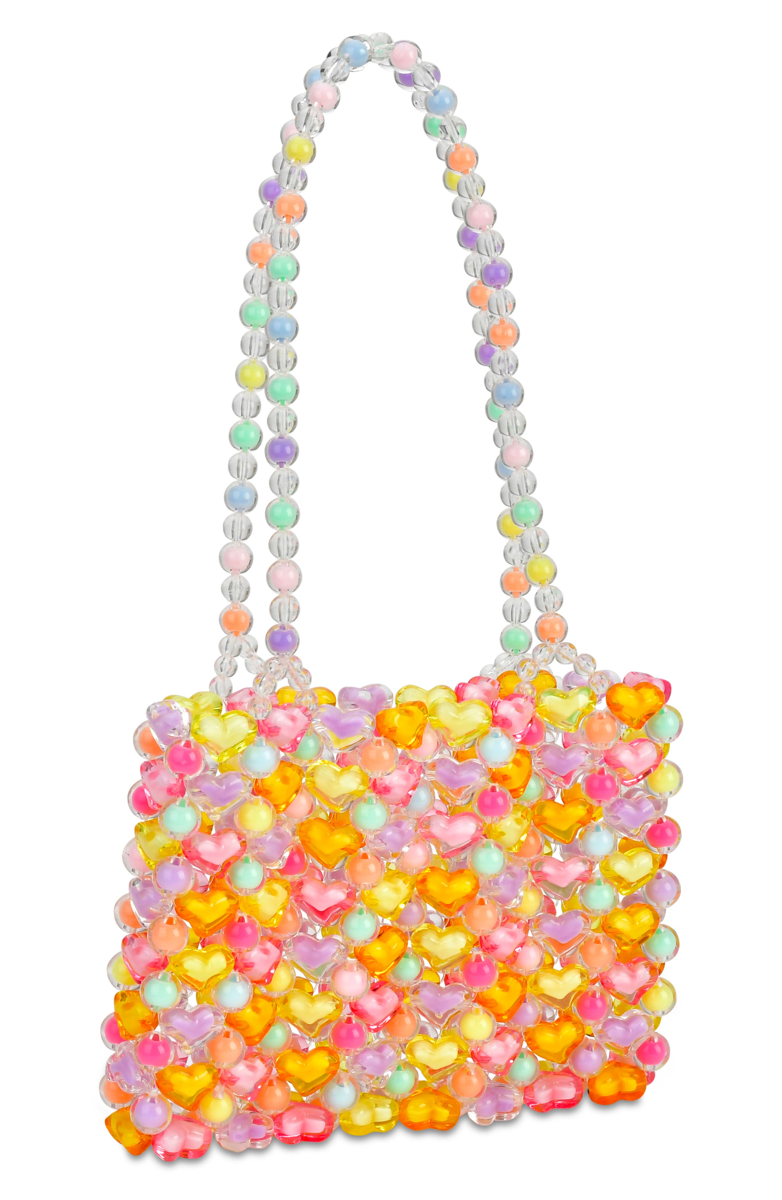Iscream Kids' Beaded Heart Bag, Alternate, color, Orange Multi