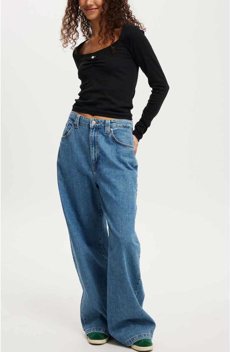 Cotton On Sarah Rosette Square Neck Long Sleeve, Alternate, color, 