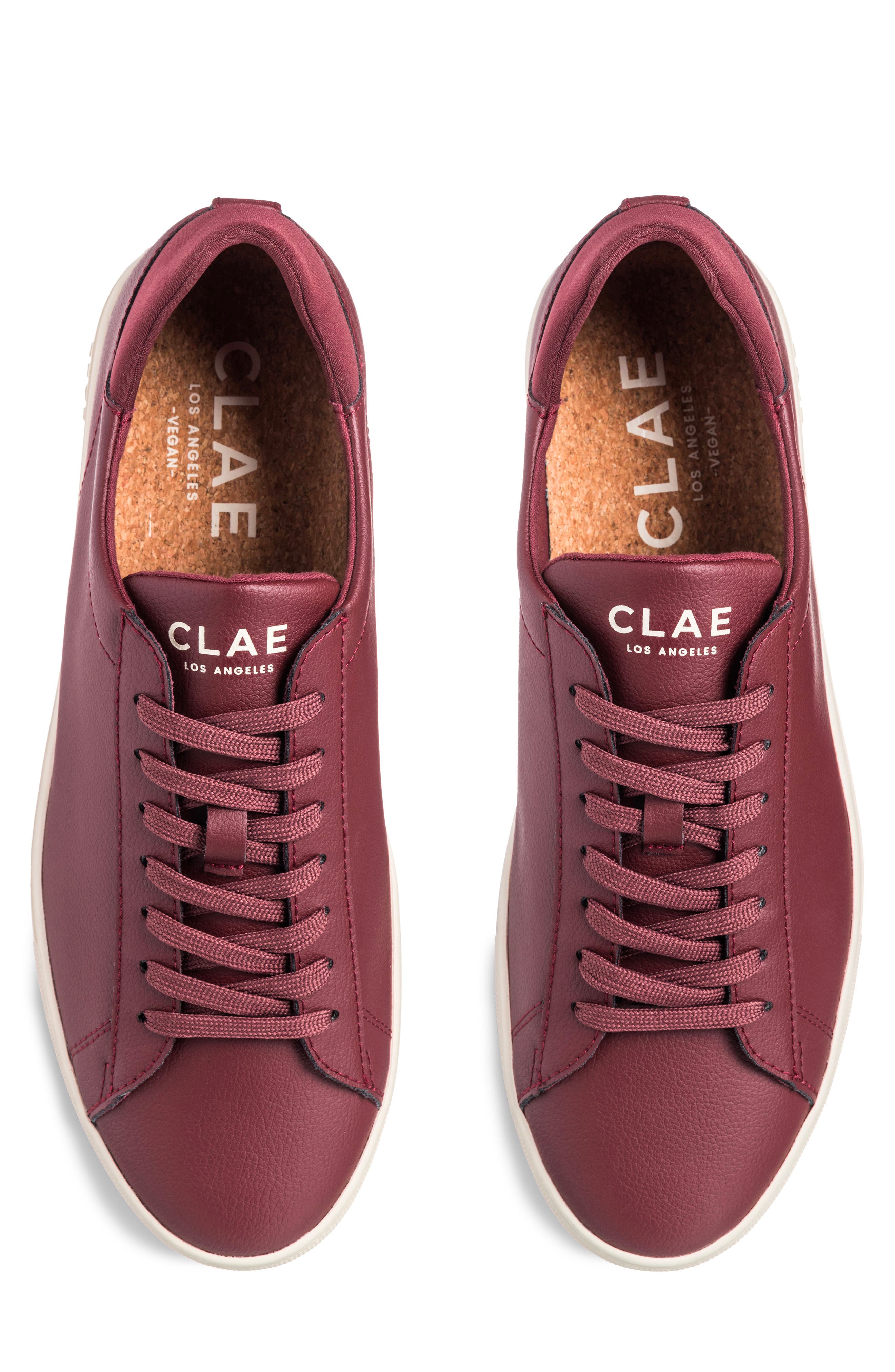 CLAE Bradley Faux Leather Sneaker, Alternate, color, Bordeaux Grape