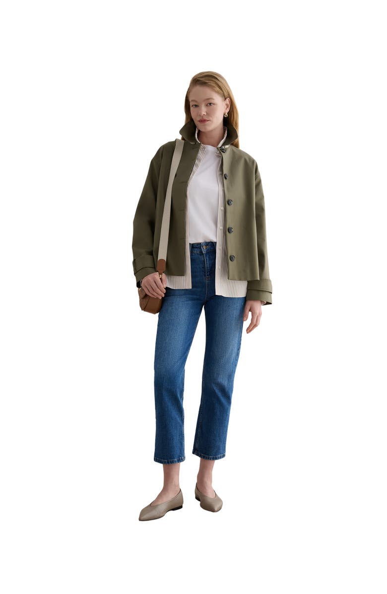 HOBBS LONDON Frida Collared Cropped Trench Coat, Main, color, Olive Green