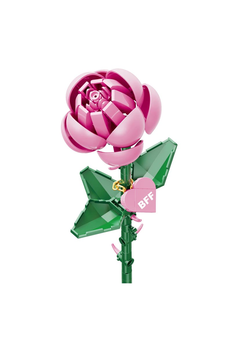 Bricktanicals Pink Long Stem Rose Building Set, Alternate, color, Pink