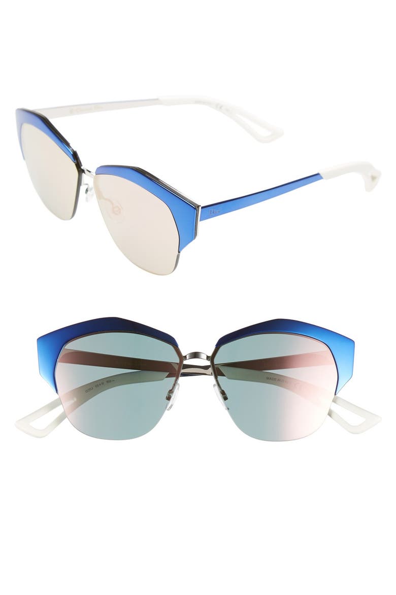 'Mirrors' 55mm Cat Eye Sunglasses, Main, color, BLACK/ SHINY BLUE