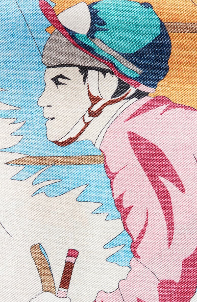EDWARD ARMAH Jockey Print Silk Pocket Square, Alternate, color, 