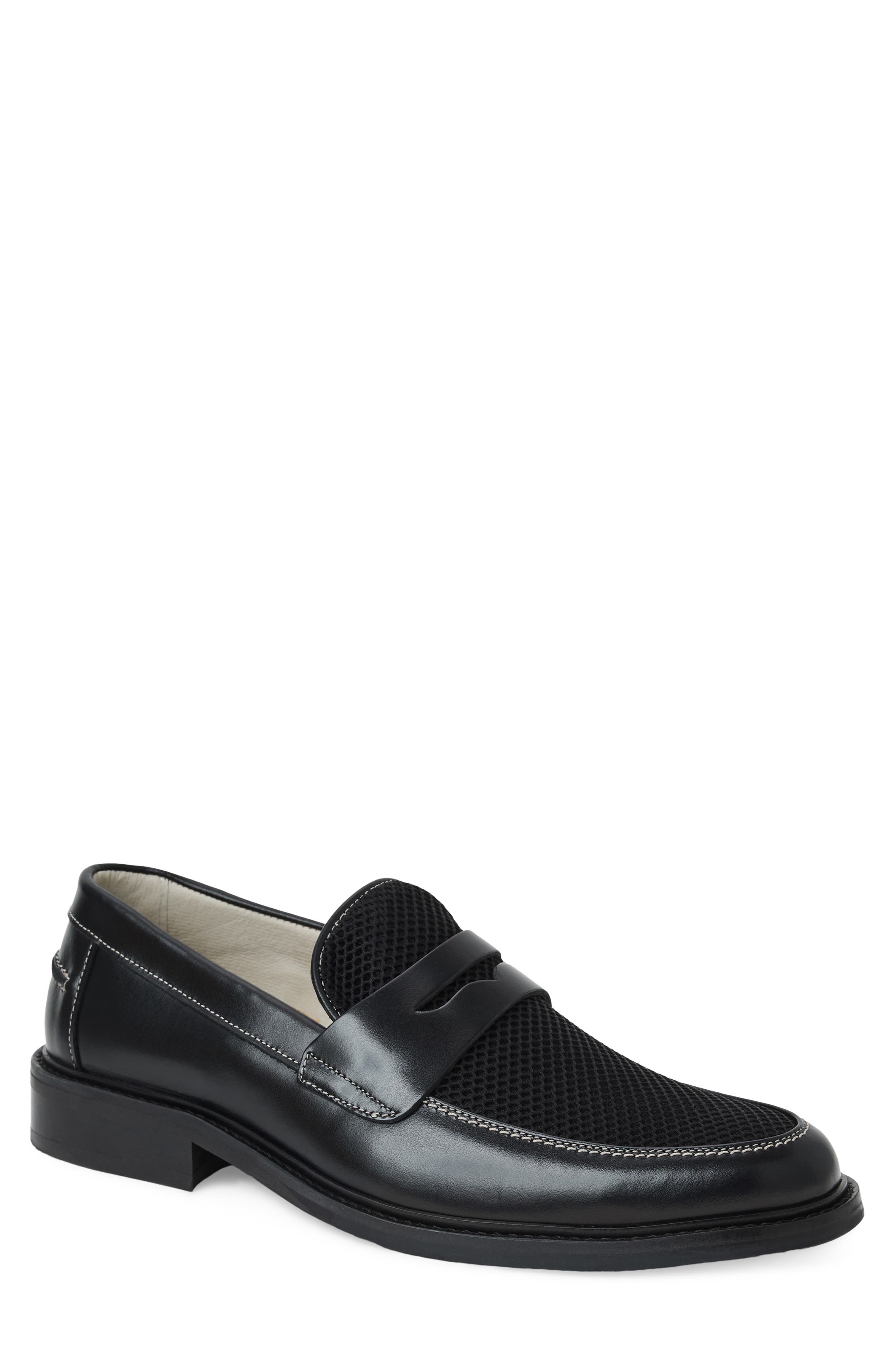 Alex Leather Penny Loafer, Main, color, BLACK