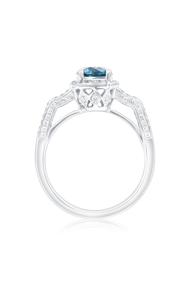14K White Gold 1.13ct Blue Diamond & 0.42cttw Diamond Ring, Alternate, color, White Gold