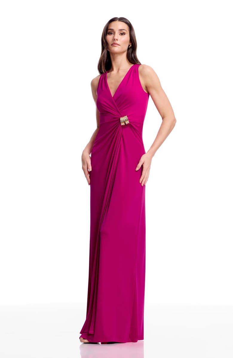 Dress the Population Deb Sleeveless A-Line Gown, Alternate, color, Dark Fuchsia