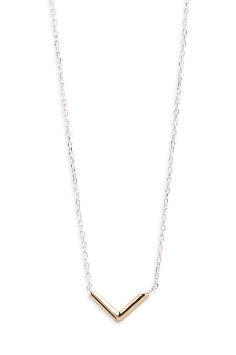 V Two Tone Bar Necklace, Main, color, TWO TONE