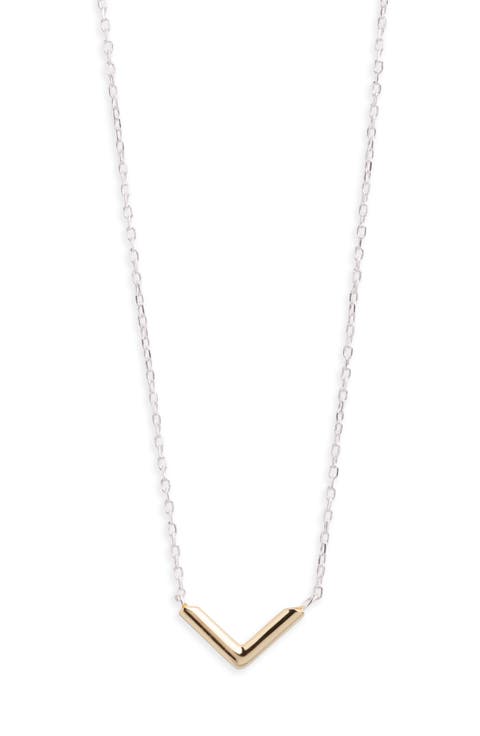 V Two Tone Bar Necklace