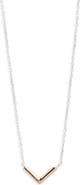 Argento Vivo Sterling Silver V Two Tone Bar Necklace