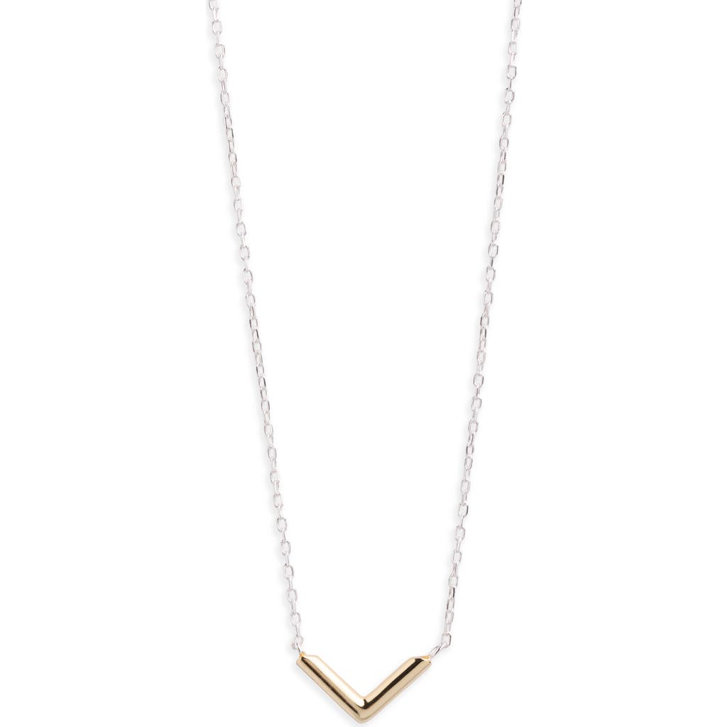 Argento Vivo Sterling Silver V Two Tone Bar Necklace In Silver