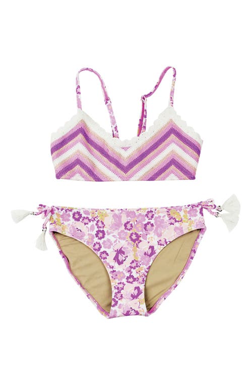 Shade Critters Mixed Media Two-piece Swimsuit In Purple