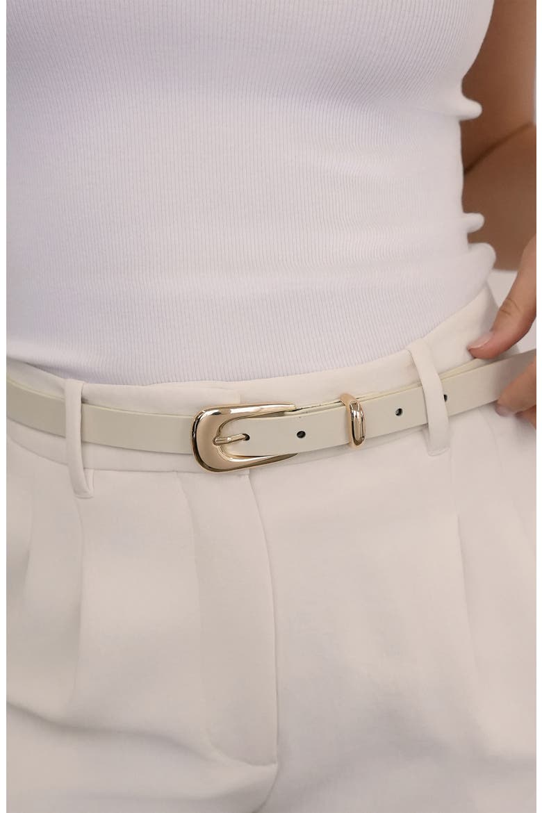 Liquid Metal Western Buckle Belt, Alternate, color, VANILLA