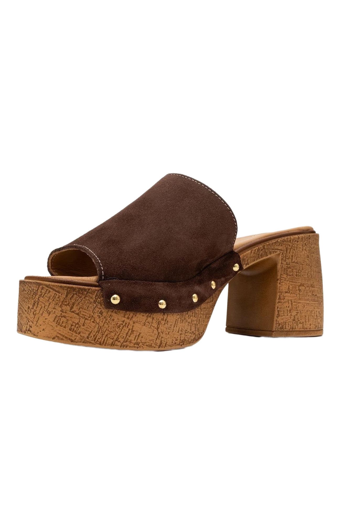 Forever 
Always Shoes Pull Leather Platform Mules, Alternate, color, Dark Brown Suede Leather