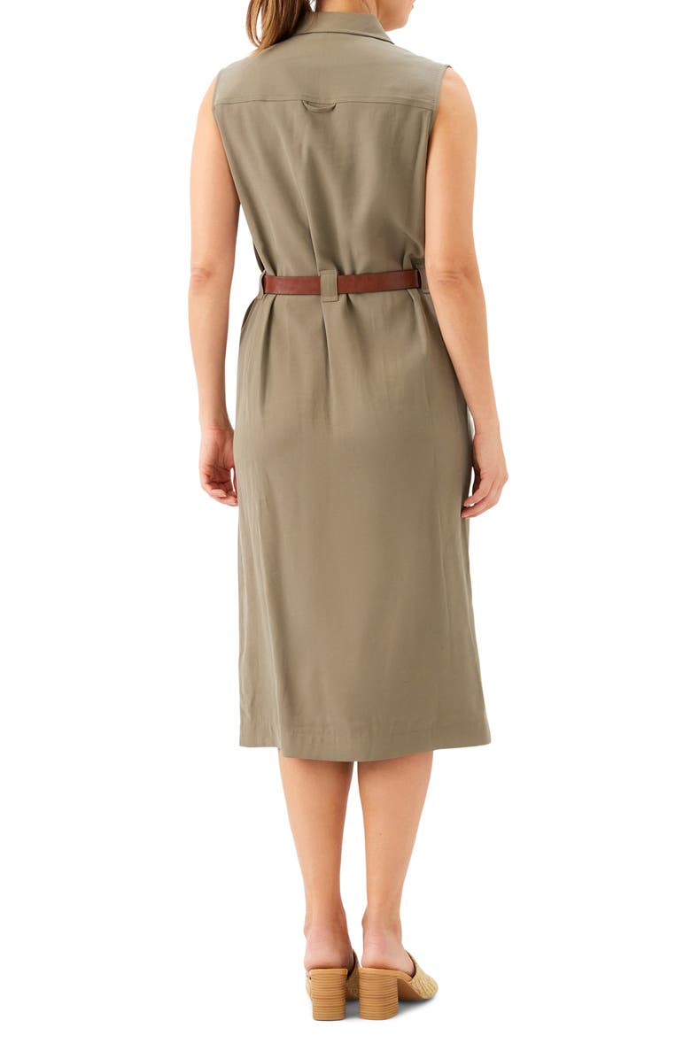 Karen Kane Belted Sleeveless Shirtdress, Alternate, color, Olive