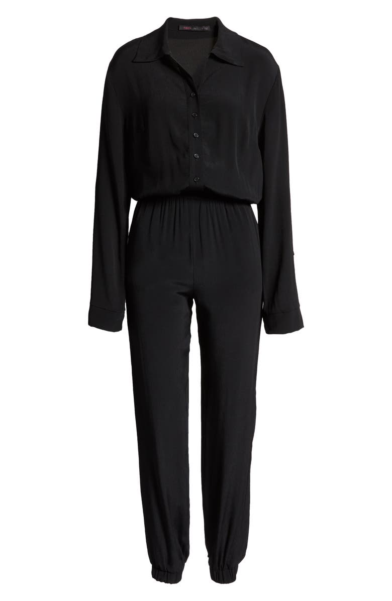 Fraiche by J Long Sleeve Button Front Jumpsuit, Alternate, color,