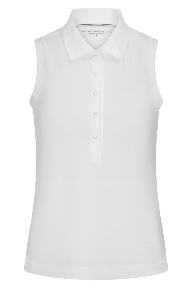 Val Sleeveless Polo with Imitation Pearl Buttons, Alternate, color, WHITE