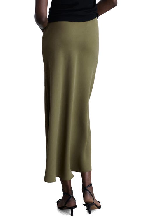 Mango Women's Satin Midi Skirt In Khaki Green