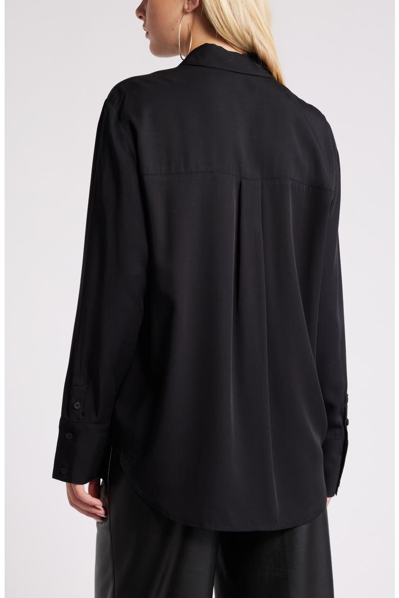 Relaxed Fit Long Sleeve Button-Up Shirt, Alternate, color, BLACK