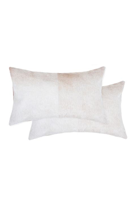 Torino Genuine Cowhide Pillow - Set of 2 - 12"x20" - Natural