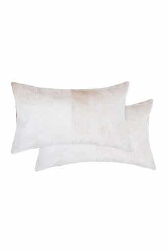 NATURAL Torino Genuine Cowhide Pillow - Set of 2 - 12"x20" - Natural