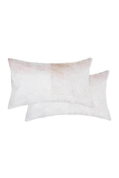 NATURAL Torino Genuine Cowhide Pillow - Set of 2 - 12"x20" - Natural