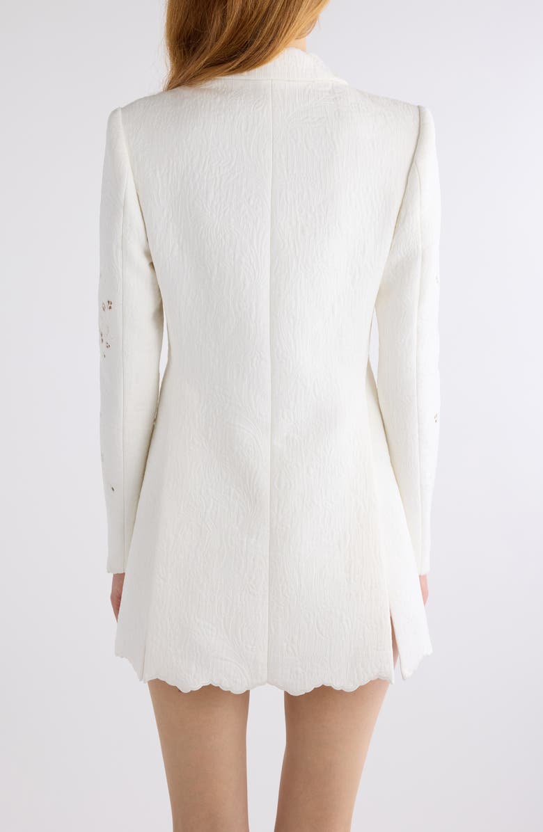 Chloé Eyelet Floral Jacquard Double Breasted Cotton Blend Jacket, Alternate, color, Iconic Milk