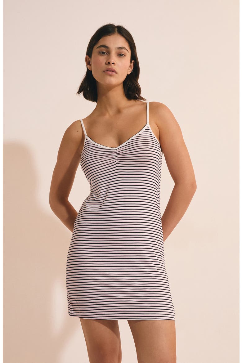 Vicky Striped Chemise, Alternate, color, NAVY