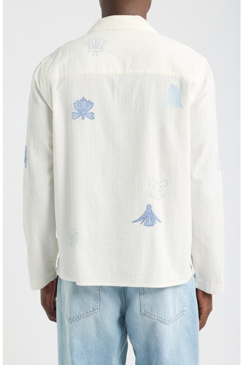 Corey Embroidered Doodle Cotton Camp Shirt, Alternate, color, ECRU / BLUE