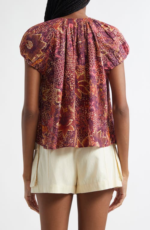 Ulla Johnson Issa Mixed Print Cotton Blend Top In Odessa
