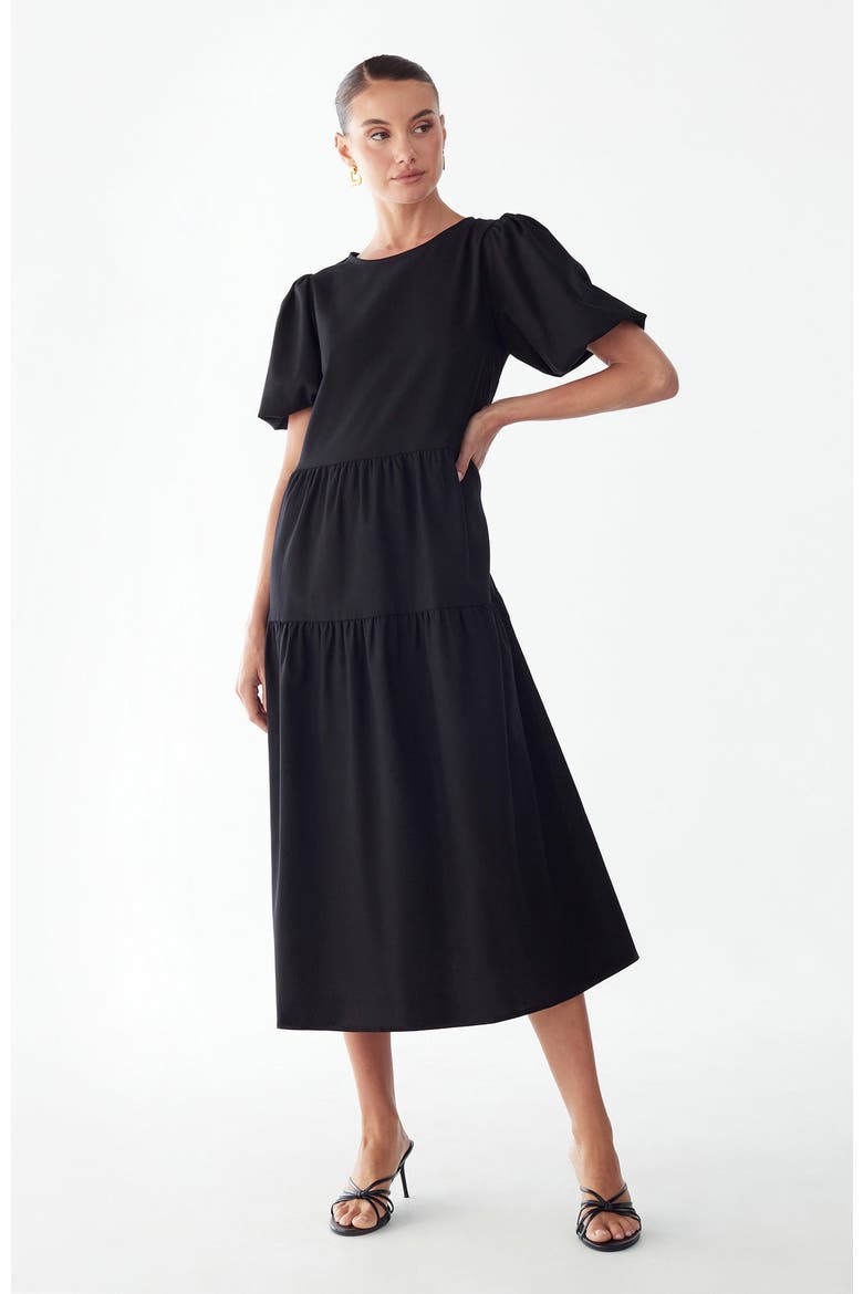 Sitia Midi Dress, Alternate, color, Black