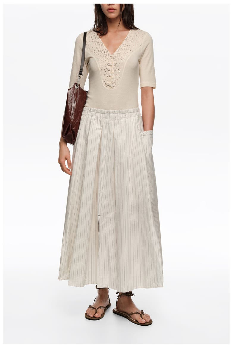 Striped A-Line Skirt, Alternate, color, IVORY