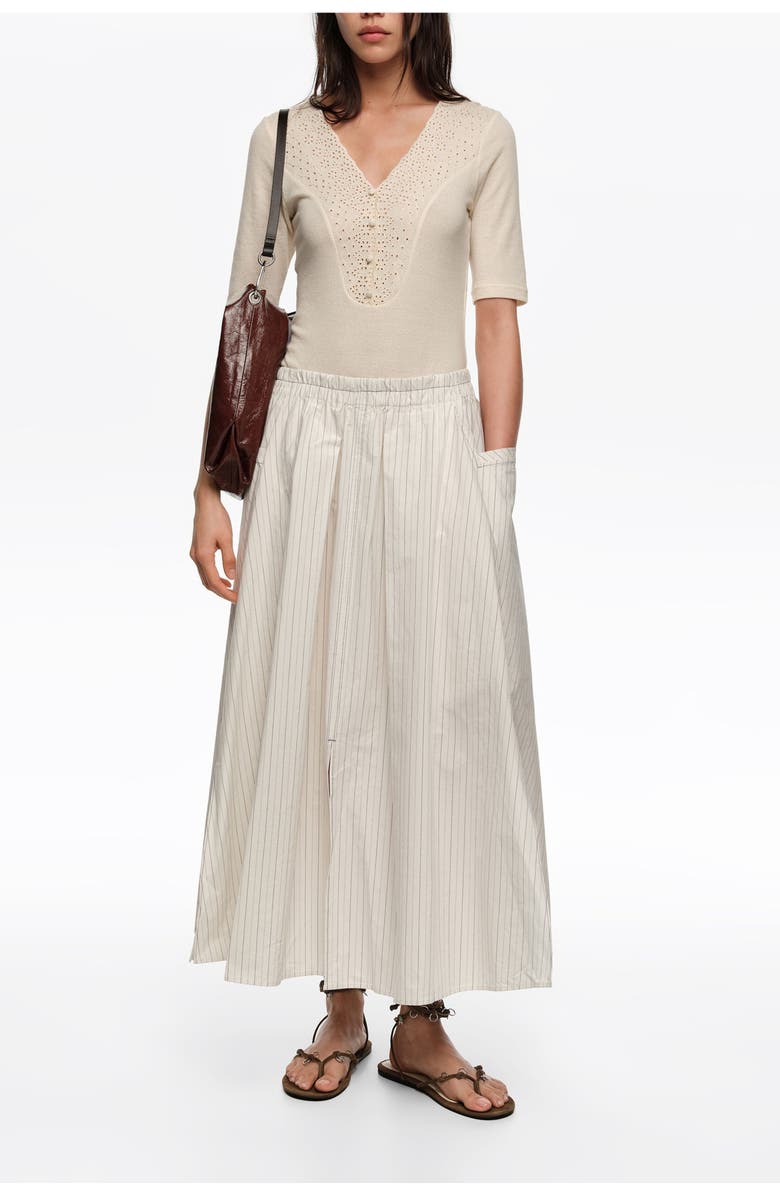 Bimba y Lola Striped A-Line Skirt, Alternate, color, Ivory