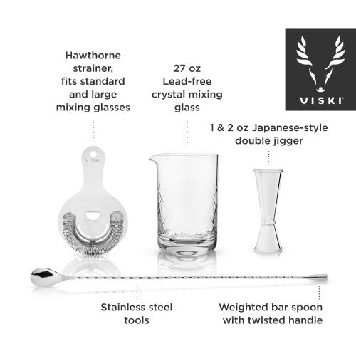 Viski Harrison 4-piece Barware Set In Silver