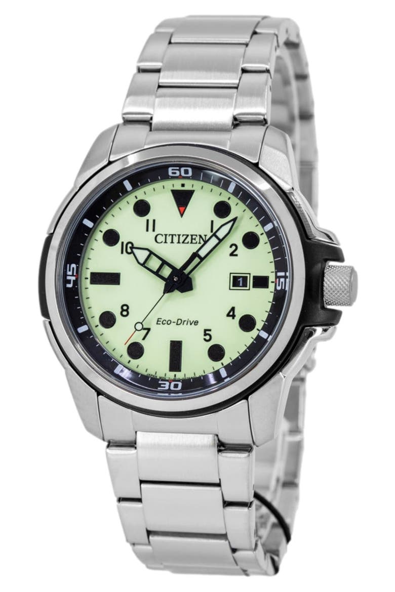 Sea Land Eco-Drive Bracelet Watch, 44mm, Main, color, SILVER