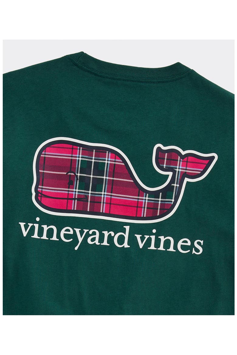 Plaid Holiday Whale Long Sleeve Graphic Tee, Alternate, color, CHARLESTON GREEN