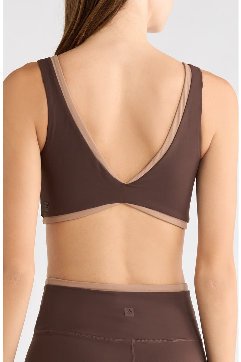 Cloud Two Tone Medium Impact Sports Bra, Alternate, color, JAVA/ BROWNIE