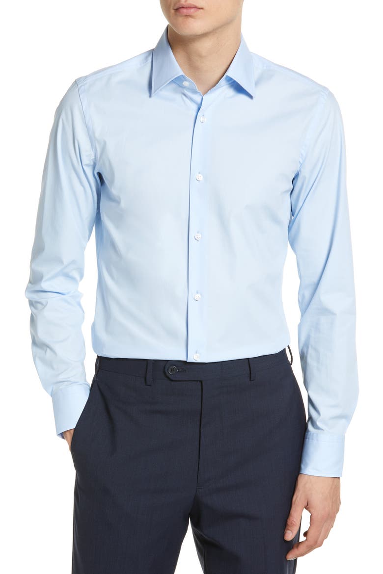 Hank Slim Fit Dress Shirt, Main, color, LT PAST/BU
